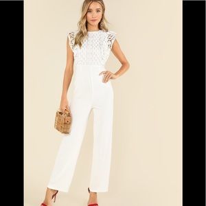 White Lace Bodice Jumpsuit